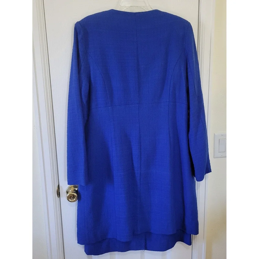 Chadwicks Royal Blue‎ Dress and Coat Set 2pc Textured Sheath Jacket 16P